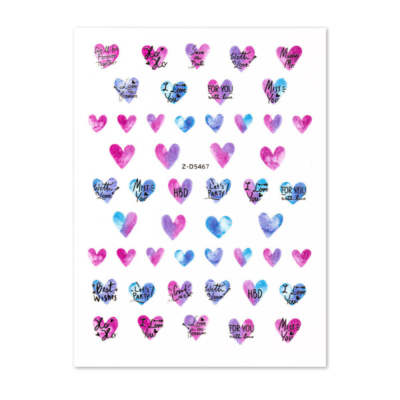 Nálepky na nechty Srdiečka - Valentín D5467