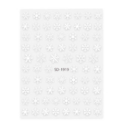 Samolepiace 5D vianočné nálepky na nechty SD-1919 s motívom snehových vločiek