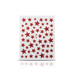 Trblietavá samolepka na nechty - červené hviezdičky
