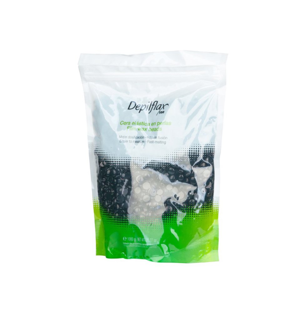 Depilflax 100 flexibilný depilačný vosk s nízkym bodom topenia perleťový čierny čierny 1000g