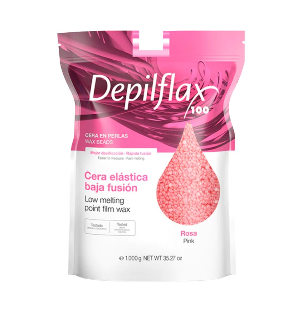Depilflax 100 flexibilný depilačný vosk s nízkou teplotou topenia perleťová ružová rosa 1000g