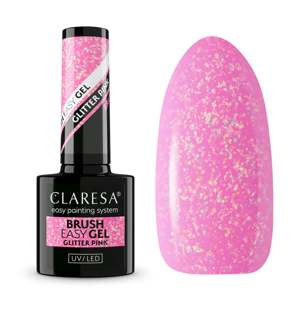 CLARESA BRUSH EASY GEL GLITTER PINK 5g
