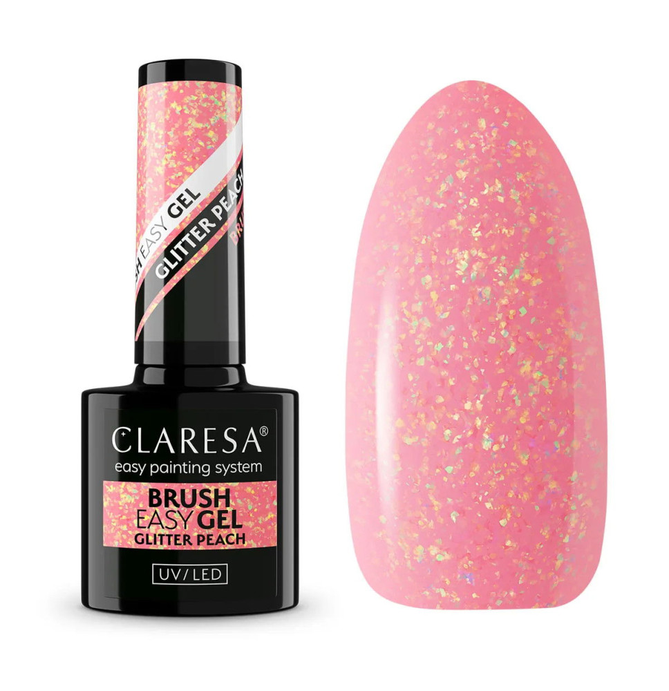 CLARESA BRUSH EASY GEL GLITTER PEACH 5g