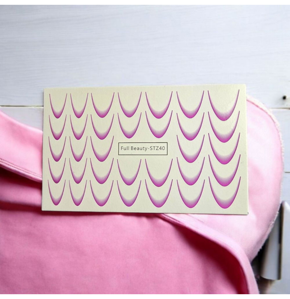 Gradientové francúzske vodolepky na nechty French Ombre fialové STZ40