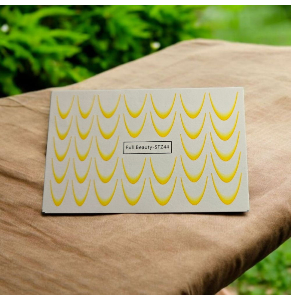 Gradientové francúzske vodolepky na nechty French Ombre žlté STZ44