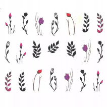 Vodonálepky na nechty kvietky a lístky STZ-826