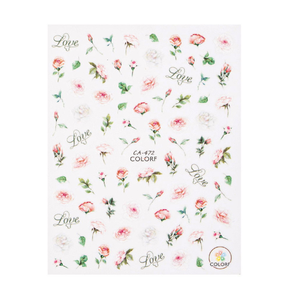 Samolepiace  nálepky na nechty kvety ruže CA472