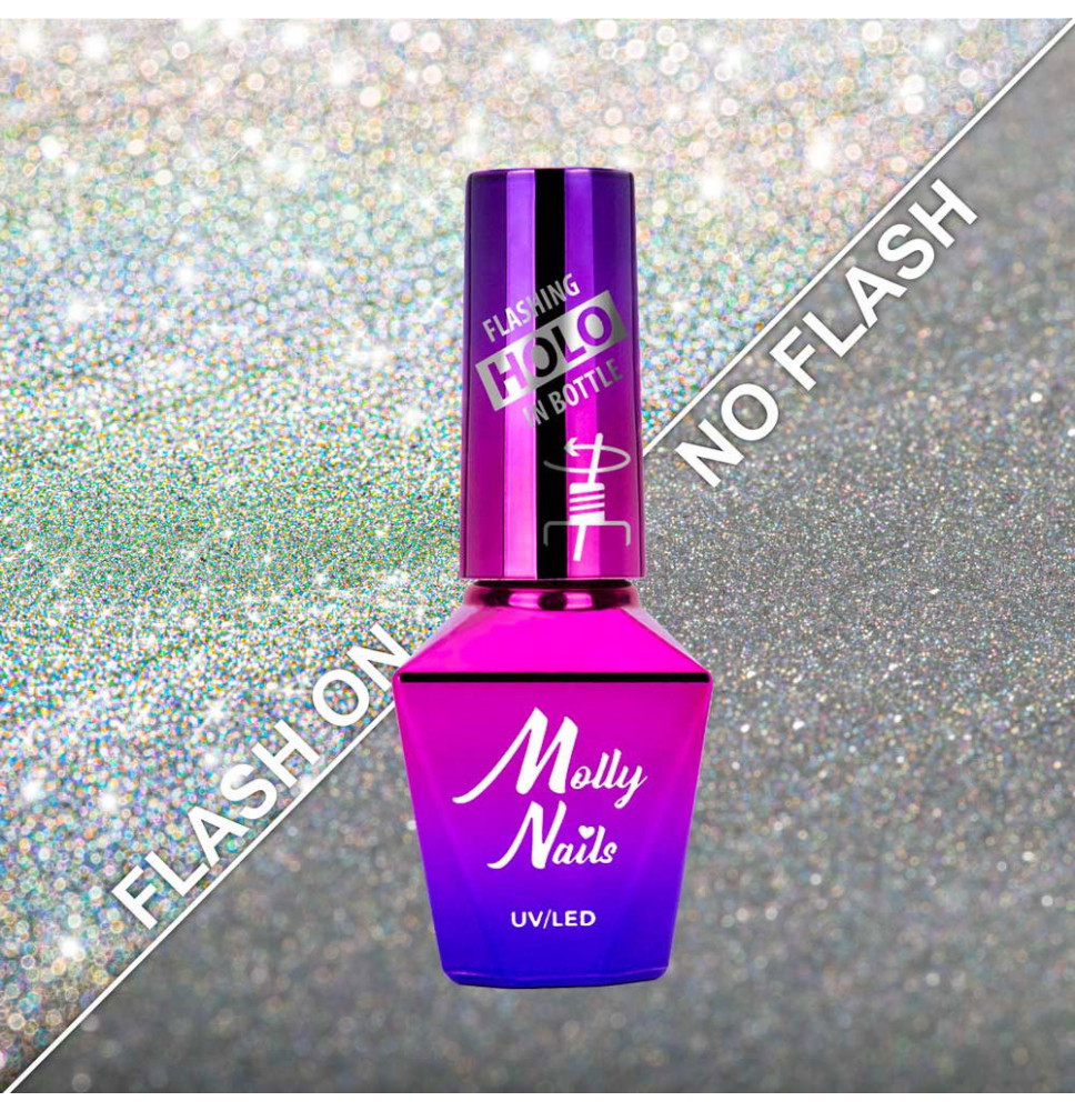Molly Nails Flashing Holo je magnetický hybridný lak s holografickým efektom 8g