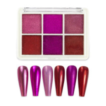 Zrkadlový prášok na nechty – sada 6 farieb a aplikátormi č.6