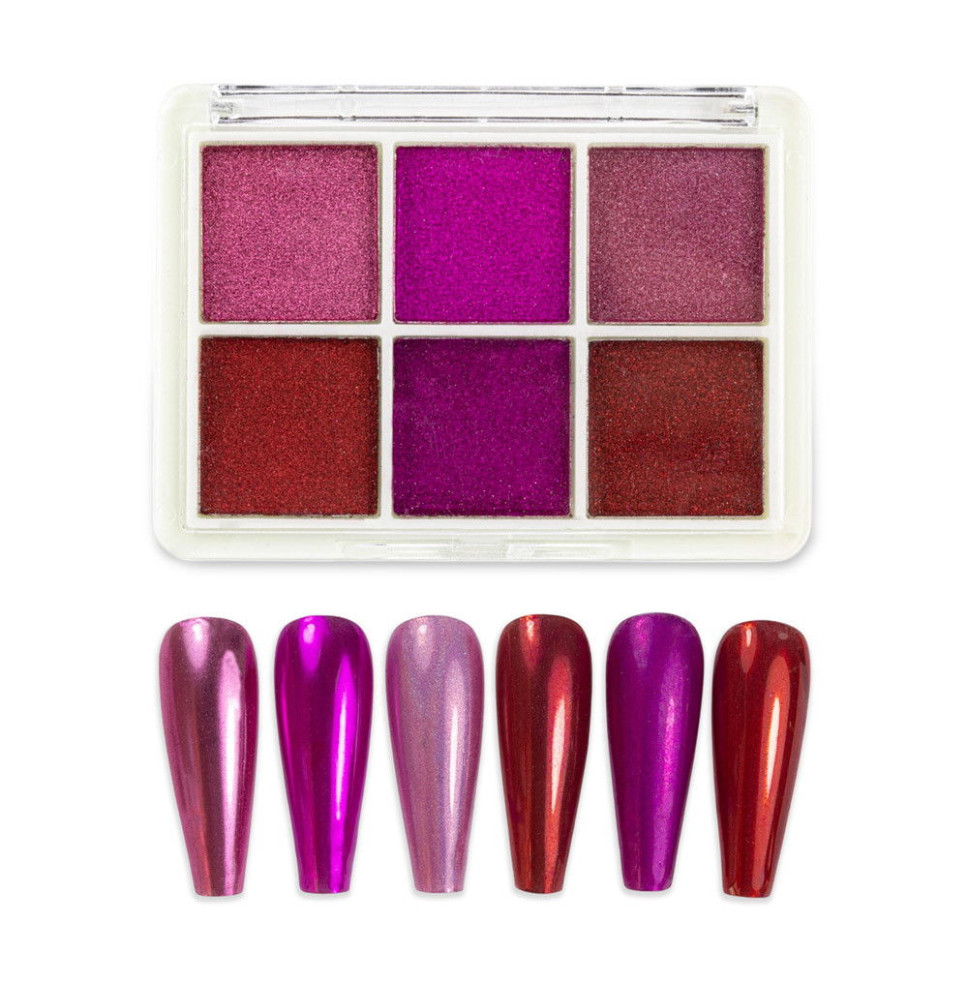 Zrkadlový prášok na nechty – sada 6 farieb a aplikátormi č.6