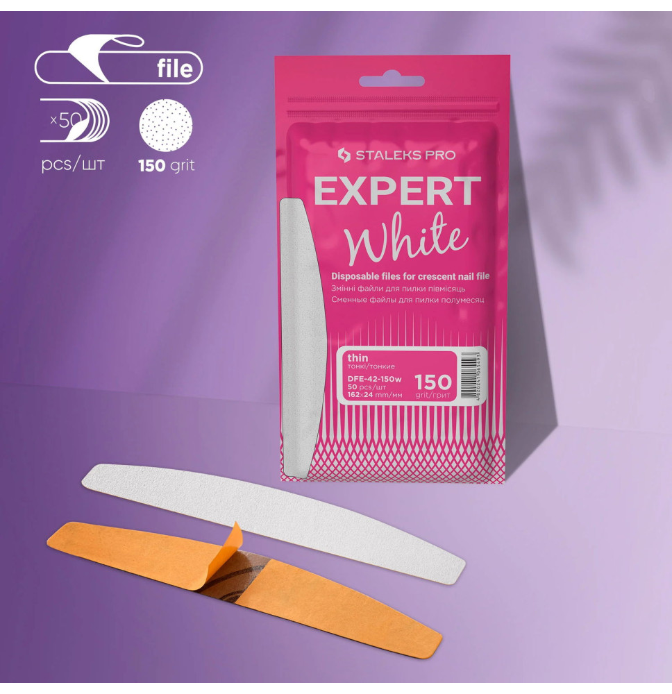 Staleks Expert jednorázové pilníky DFE-42-150w biele
