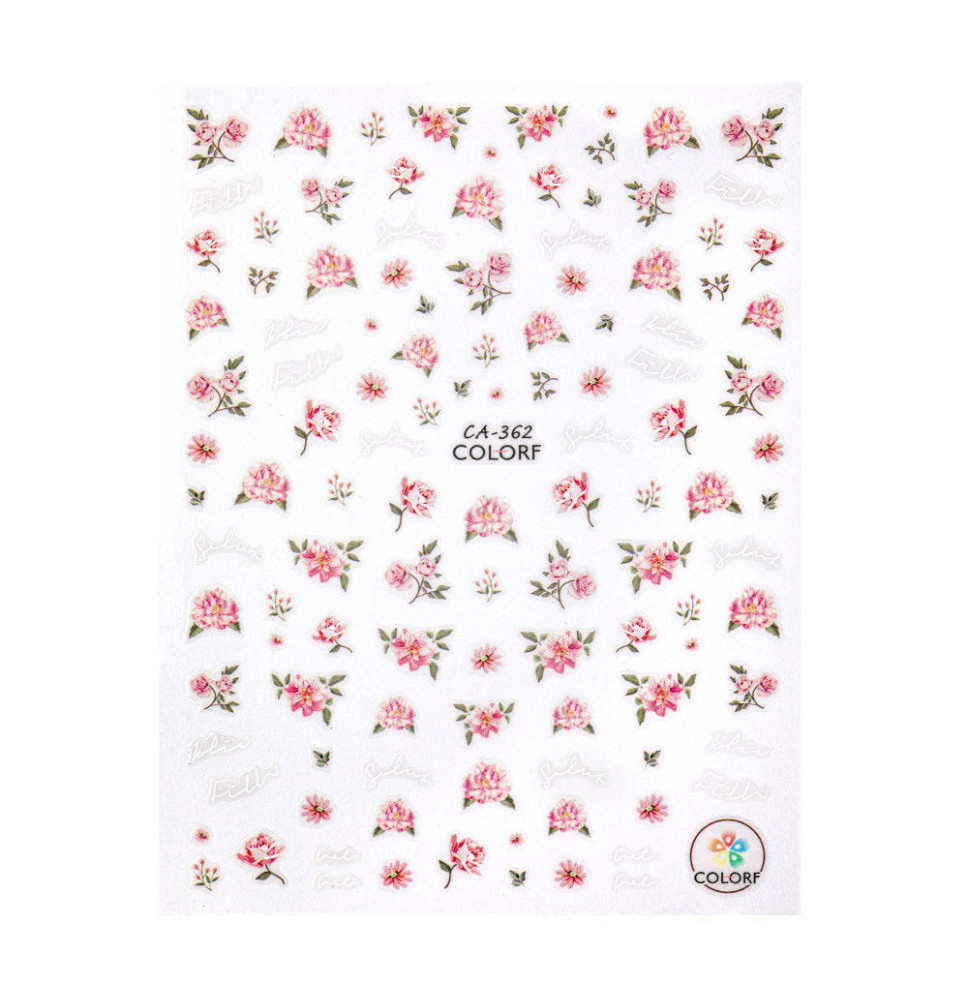 Samolepiace Nálepky na Nechty – Kvety a Nápisy CA-362