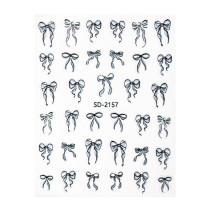 Samolepiace 5D Nálepky na Nechty – Mašle Čierne SD-2157