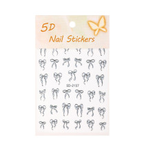 Samolepiace 5D Nálepky na Nechty – Mašle Čierne SD-2157