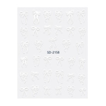 Samolepiace 5D Nálepky na Nechty – Mašle Biele SD-2158