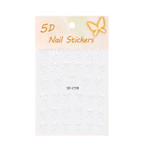 Samolepiace 5D Nálepky na Nechty – Mašle Biele SD-2158