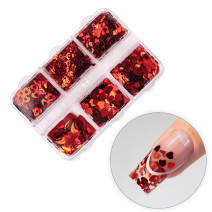 Valentínske dekorácie holografické srdiečka v kazete - 6 dizajnov