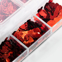 Valentínske dekorácie holografické srdiečka v kazete - 6 dizajnov