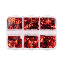 Valentínske dekorácie holografické srdiečka v kazete - 6 dizajnov