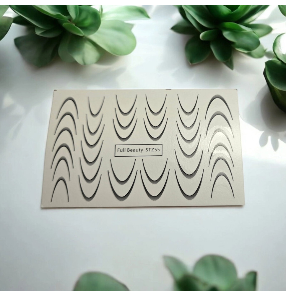 Gradientové francúzske vodolepky na nechty French Ombre čierne STZ55