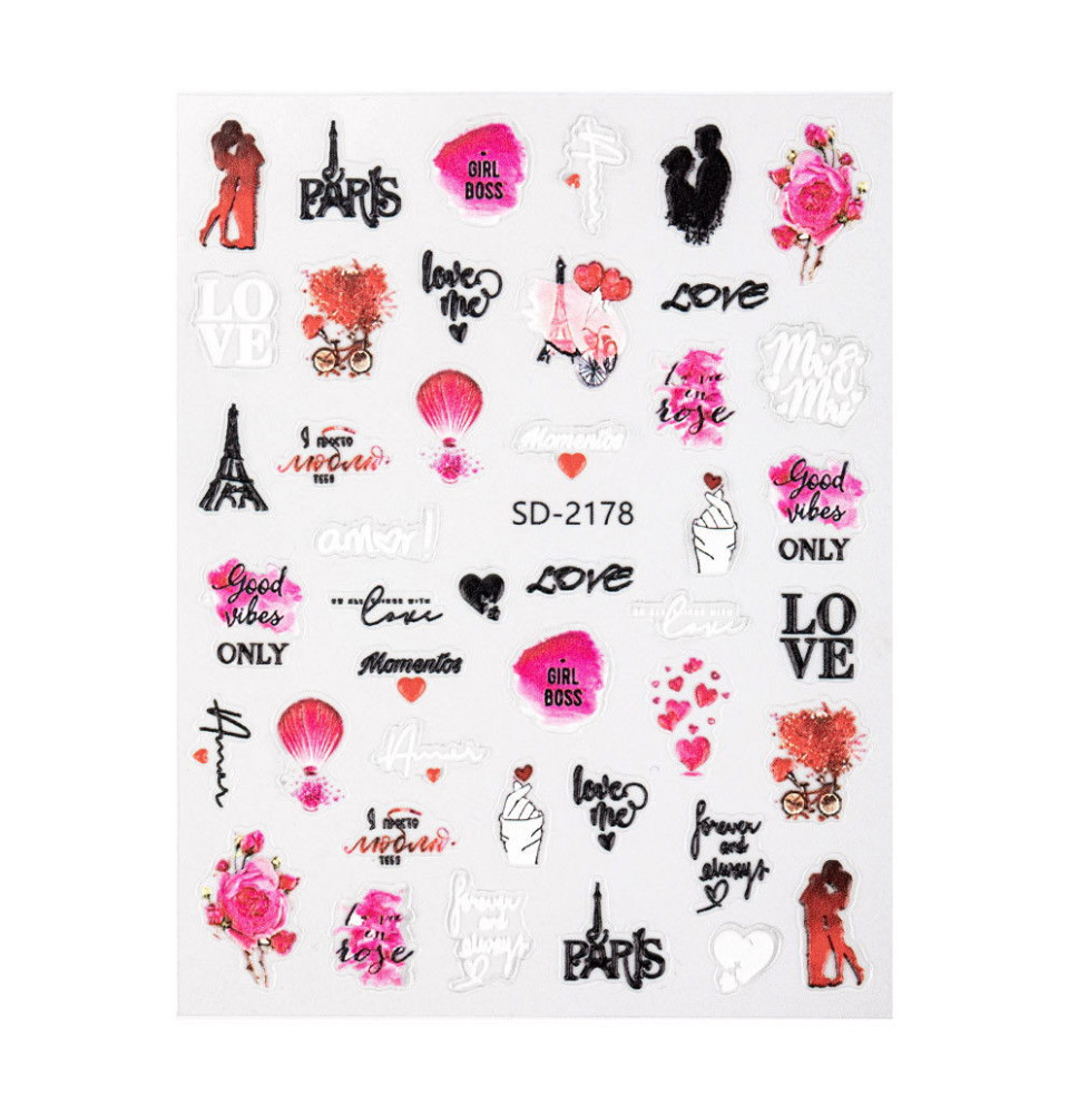 Samolepiace Valentínske Nálepky na Nechty SD2178