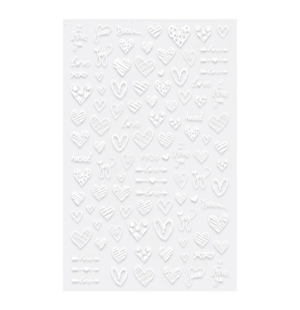 Samolepiace Valentínske Nálepky na Nechty F926 biele