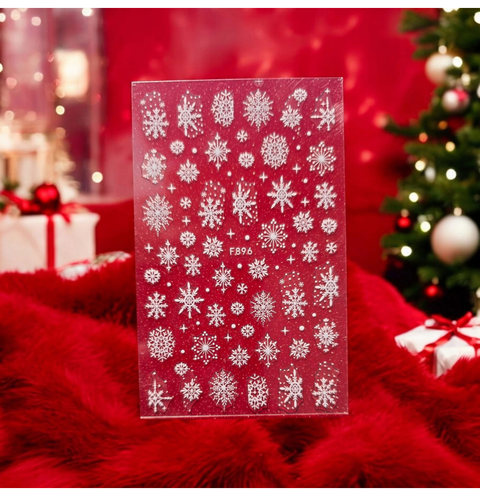 Nálepky na nechty vločky biele F896