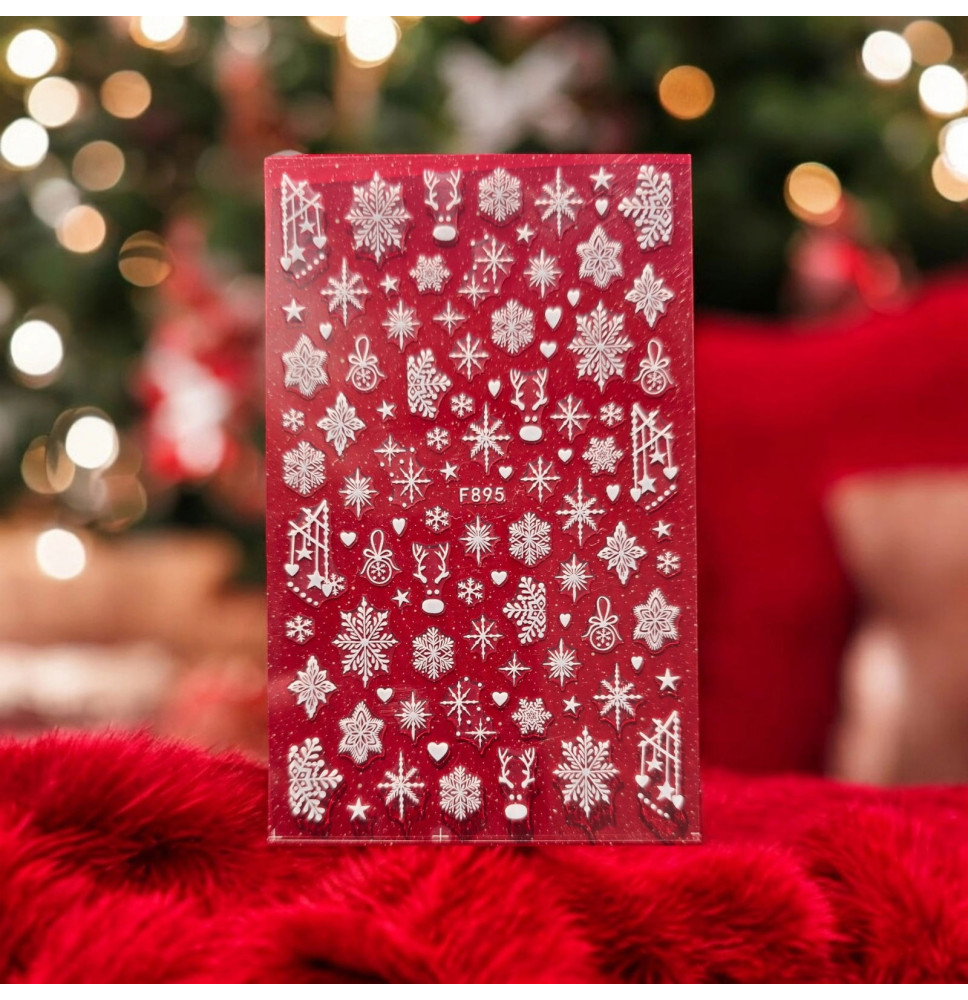 Nálepky na nechty vločky biele F895