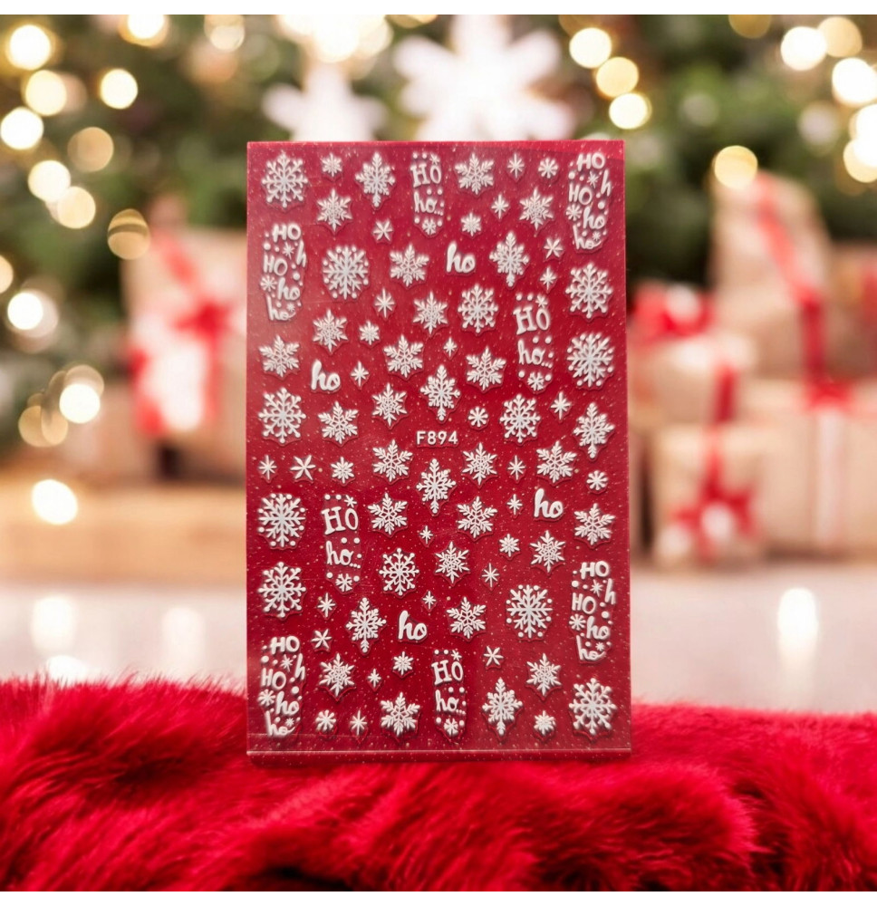 Nálepky na nechty vločky biele F894