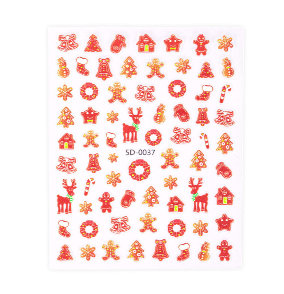 3D Samolepiace Vianočné Nálepky na Nechty 5D-0037