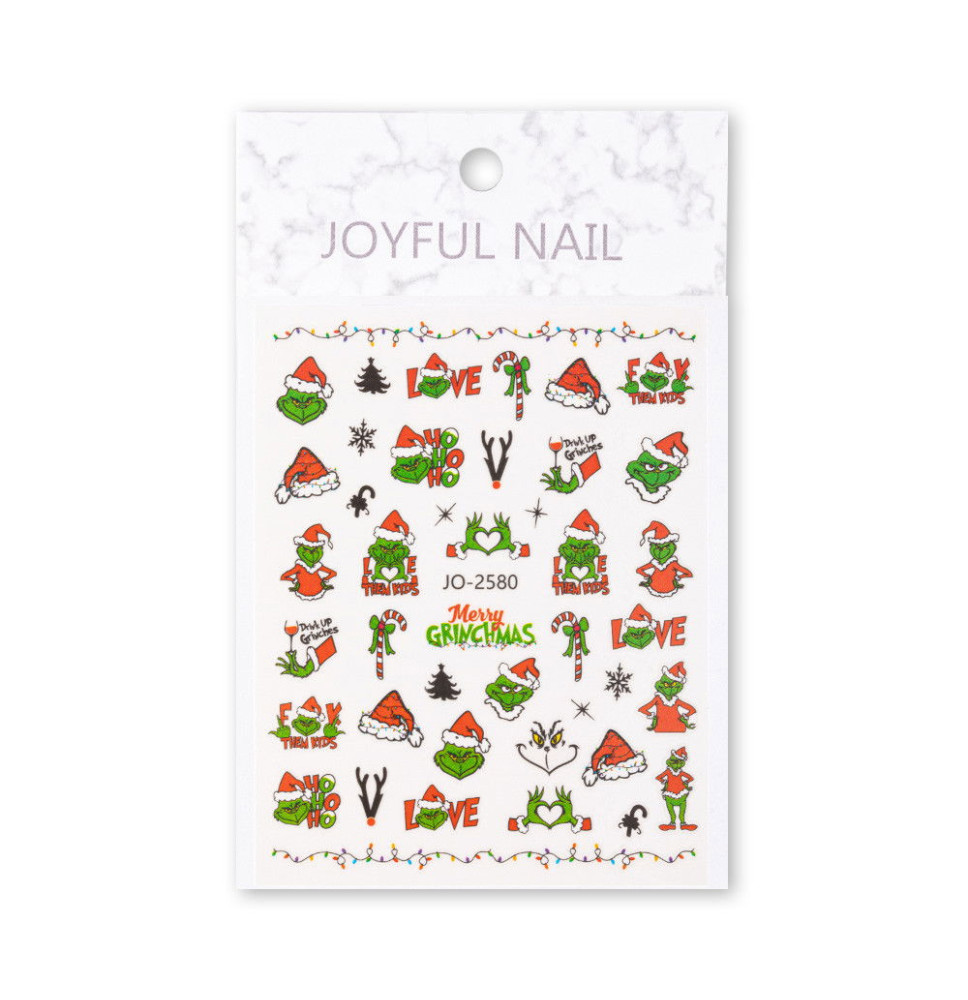 Samolepiace nálepky na nechty Grinch JO-2580