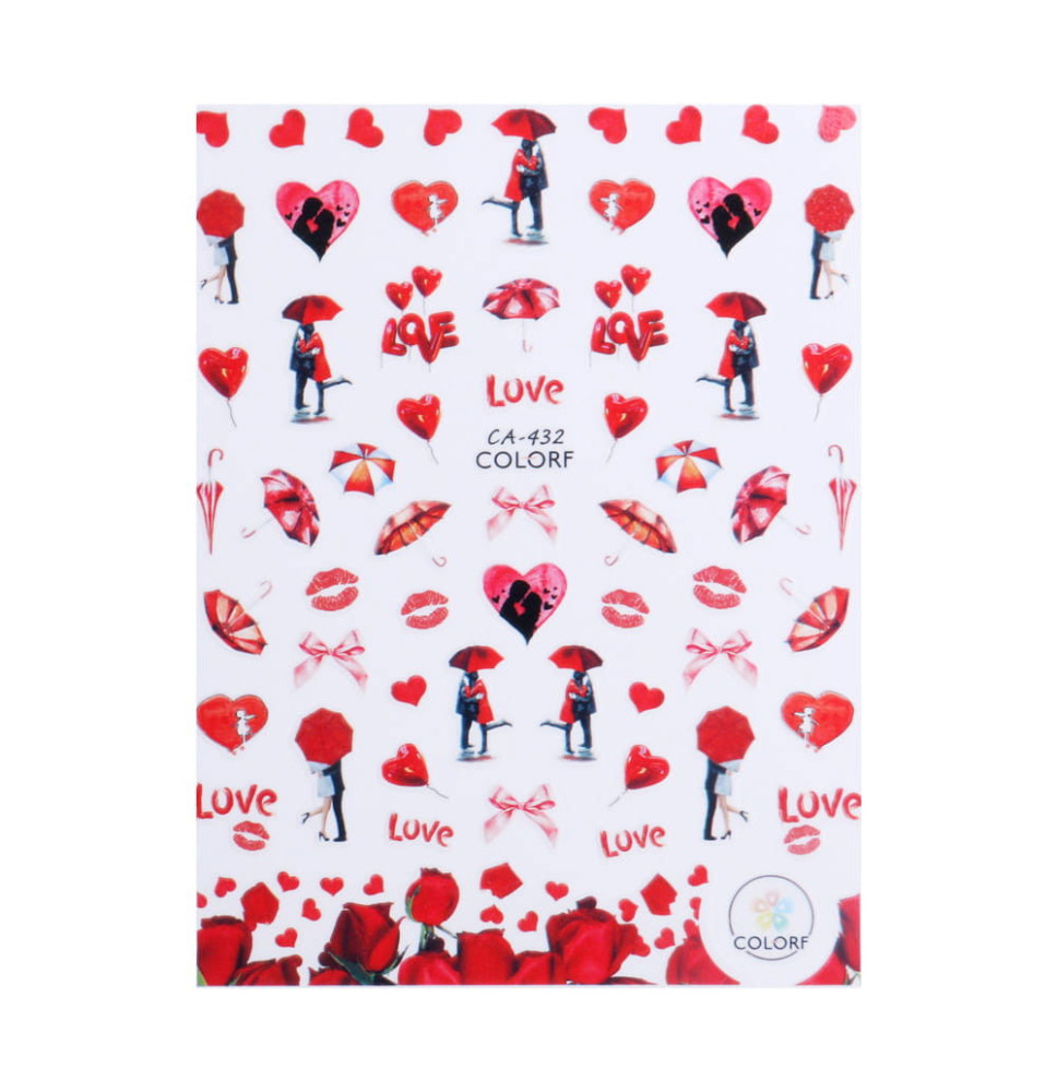 Nálepky na nechty srdiečka, mašle, love CA-432