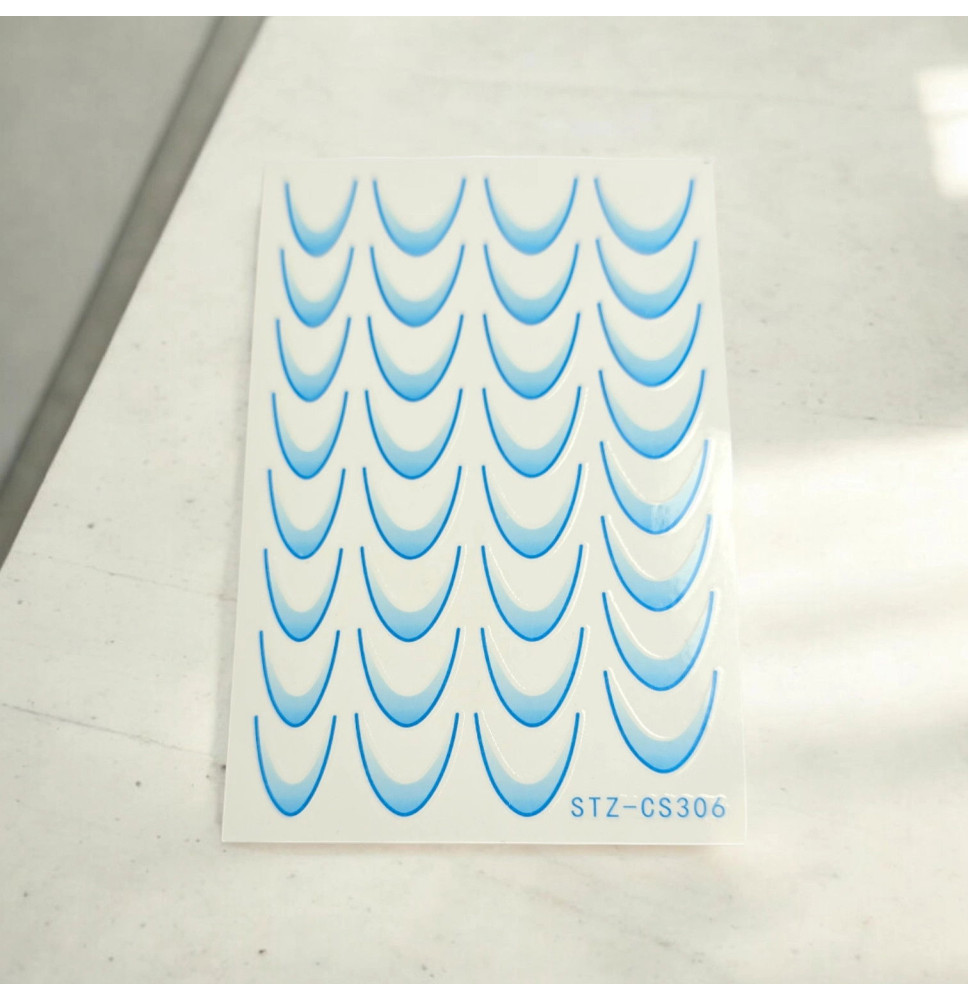 Gradientové francúzske nálepky na nechty French Ombre modré CS306