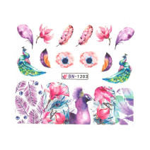 Vodolepka na nechty kvety a pávy BN-1203