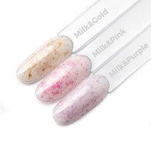 Molly Lac mliečna kaučuková báza s ružovými metalickými plátkami - Milk Pink 10g