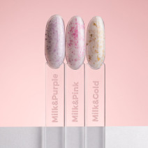 Molly Lac mliečna kaučuková báza s ružovými metalickými plátkami - Milk Pink 10g