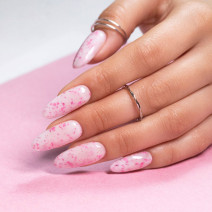 Molly Lac mliečna kaučuková báza s ružovými metalickými plátkami - Milk Pink 10g