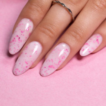 Molly Lac mliečna kaučuková báza s ružovými metalickými plátkami - Milk Pink 10g