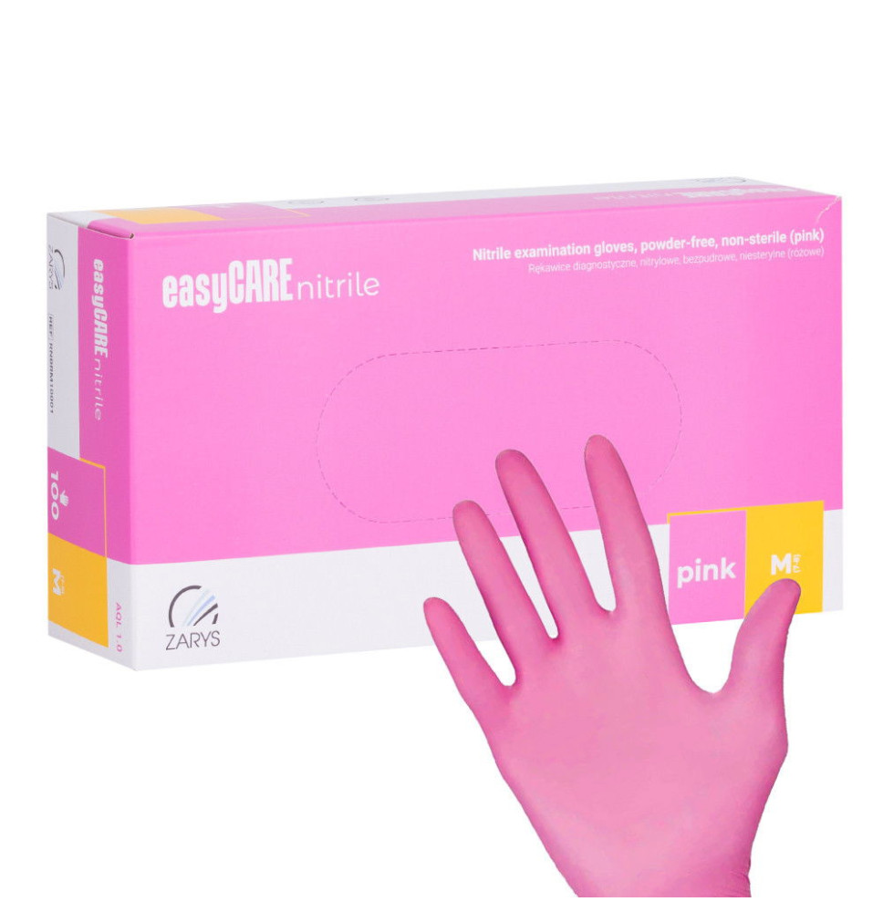 Jednorazové nitrilové rukavice Easycare Pink, veľkosť M, 100 ks