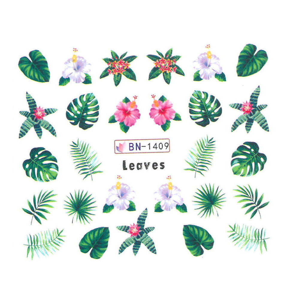Vodonálepky s motívom listov a kvetov BN-1409