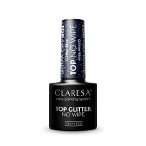 Gél lak CLARESA Top No Wipe Glitter Blue 5ml