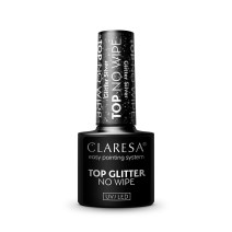 Gél lak CLARESA® Top No Wipe Glitter Silver 5ml