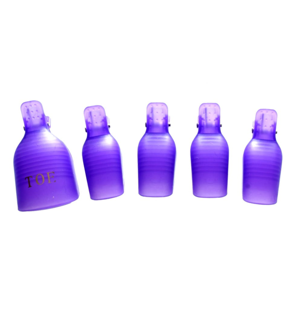 Klipsy na nechty na nohách - odstránenie gél laku, 5ks - fialové