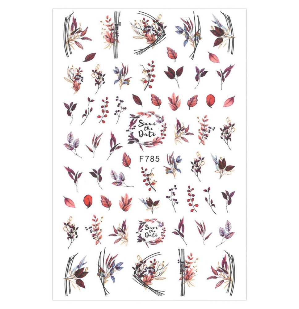 Nálepky na nechty listy F785