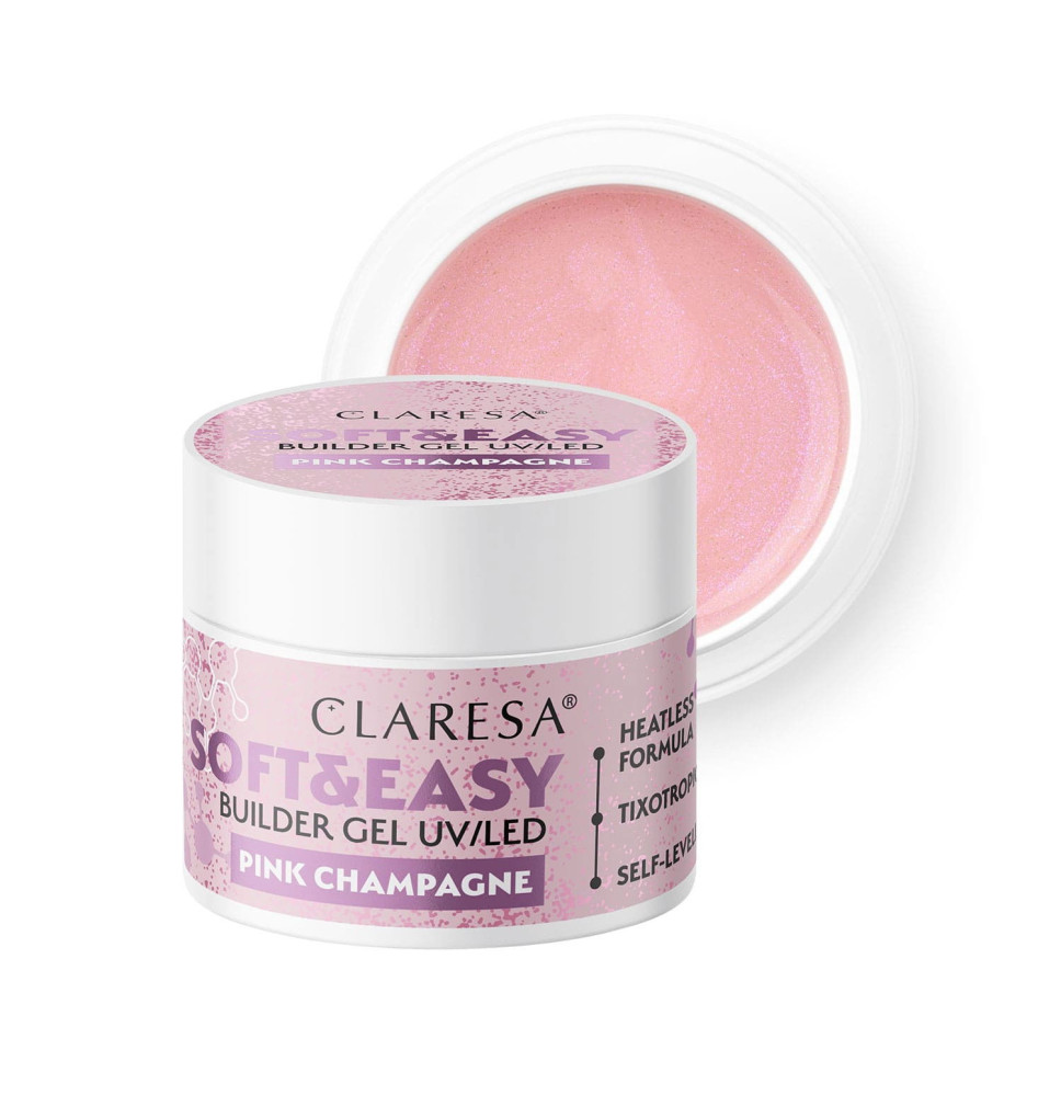 CLARESA STAVEBNÝ GÉL NA NECHTY SOFT&EASY PINK CHAMPAGNE 45G