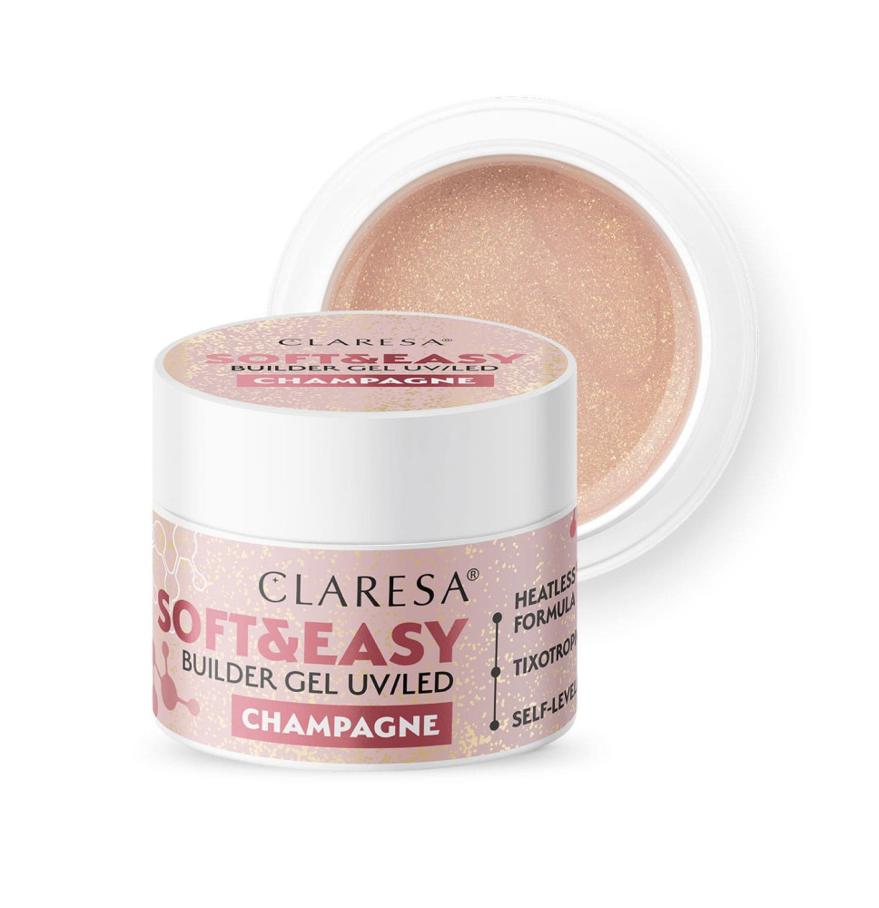 CLARESA STAVEBNÝ GÉL NA NECHTY SOFT&EASY CHAMPAGNE 45G