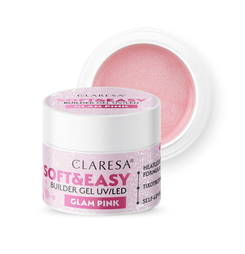 CLARESA STAVEBNÝ GÉL NA NECHTY SOFT&EASY GLAM PINK 45G