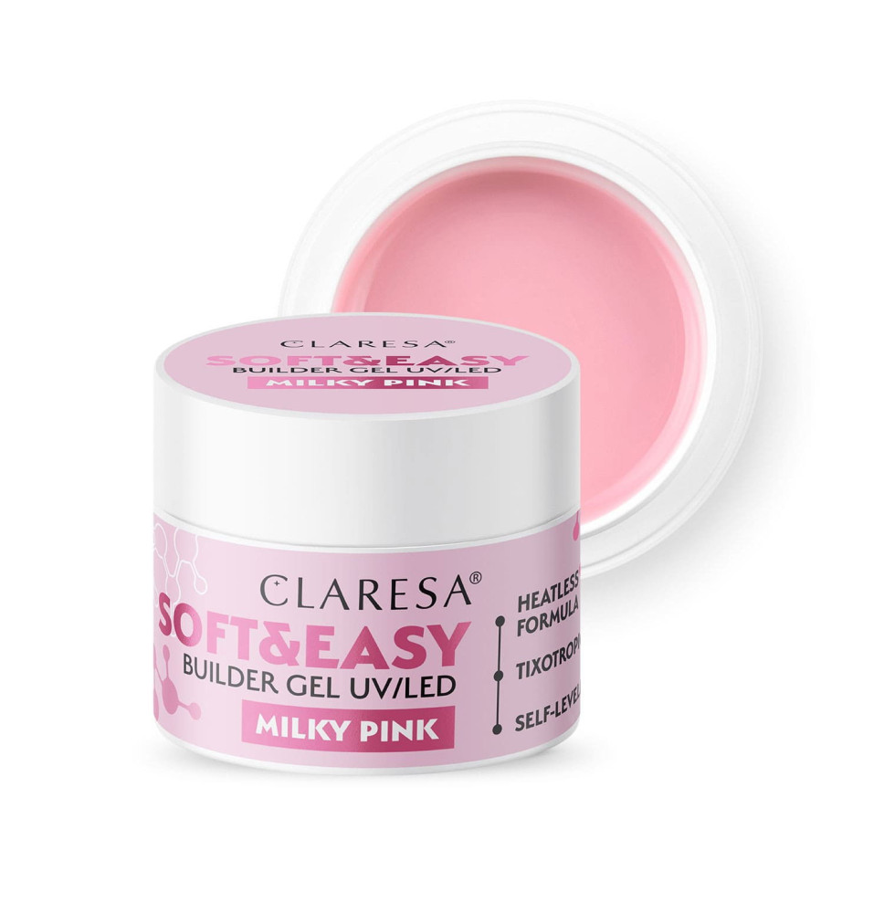 CLARESA STAVEBNÝ GÉL NA NECHTY SOFT&EASY MILKY PINK 12G