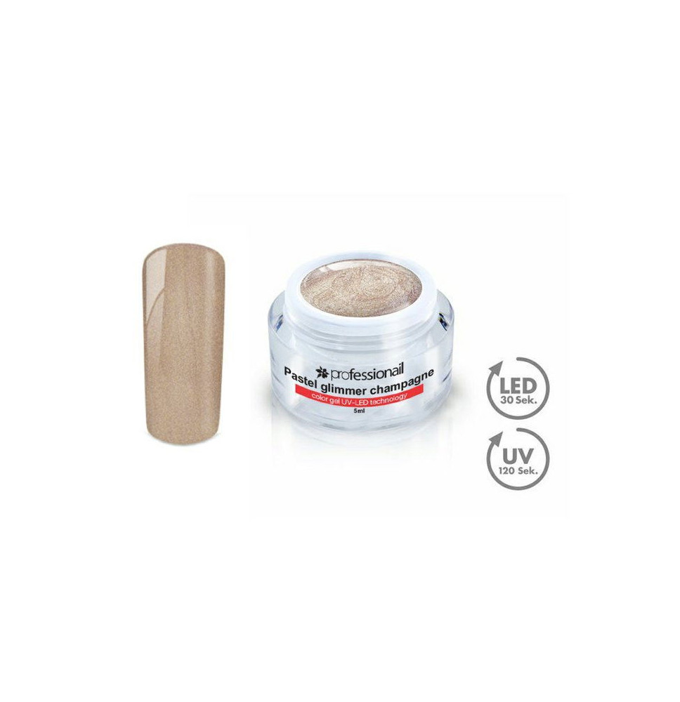FAREBNÝ LED-UV GÉL 5ML PROFESSIONAIL PASTEL GLIMMER CHAMPAGNE