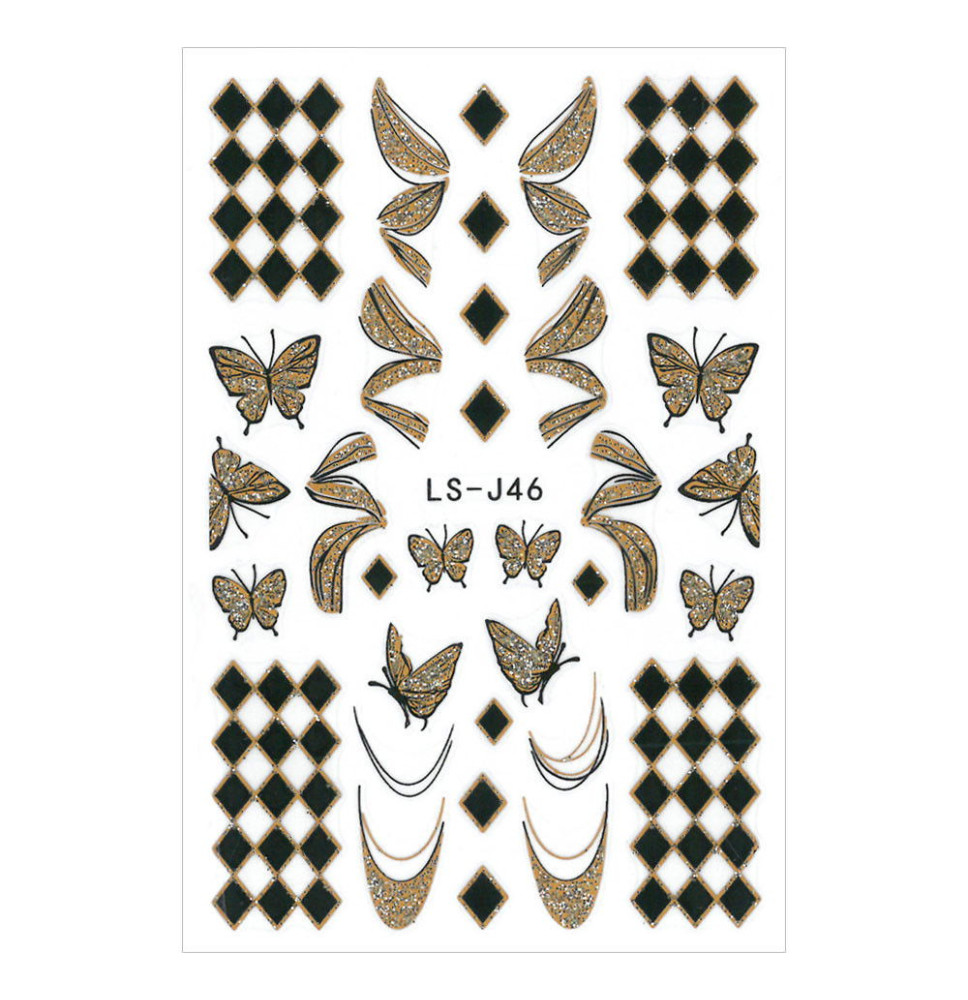 3d Nálepky na nechty glitrové zlaté LS-J46